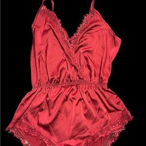 Red Satin Lingerie Romper NWOT - Never Worn - Size Small